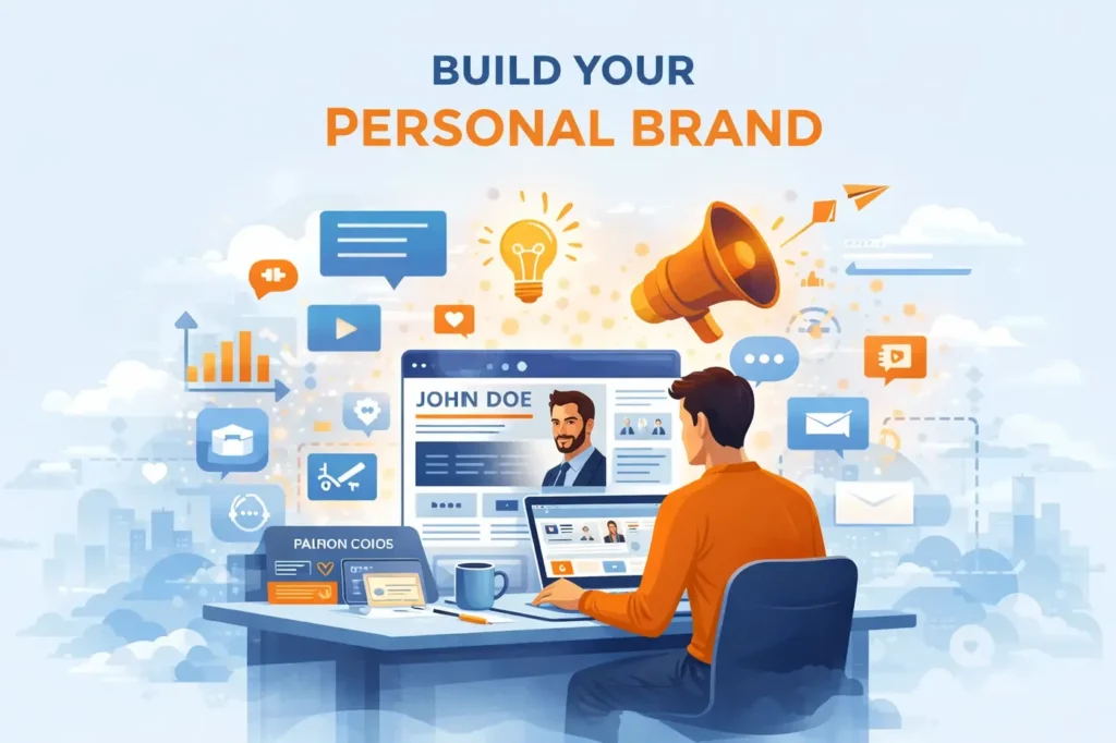 Visual representation explaining the importance of personal branding for building trust, visibility, and professional growth.