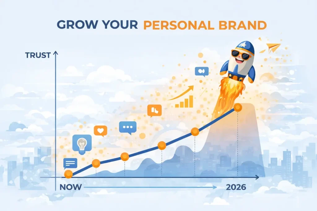 Concept image highlighting the importance of personal branding in long-term career success and industry recognition.